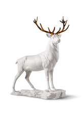 Deer Sculpture, White & Copper